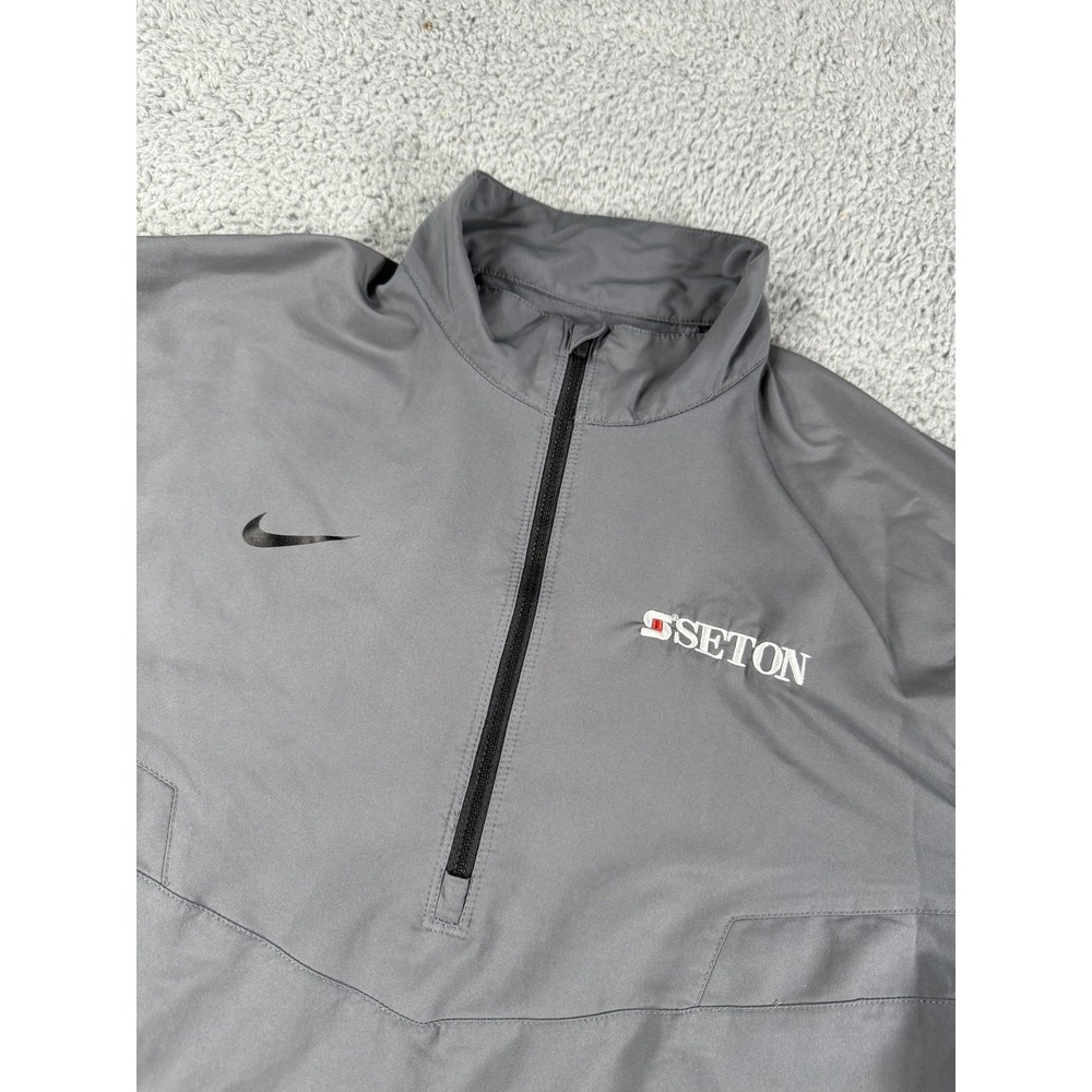 Nike Seton Jacket Mens Large Gray Quarter Zip Windbreaker NCAA Baseball Pullover - Picture 2 of 15